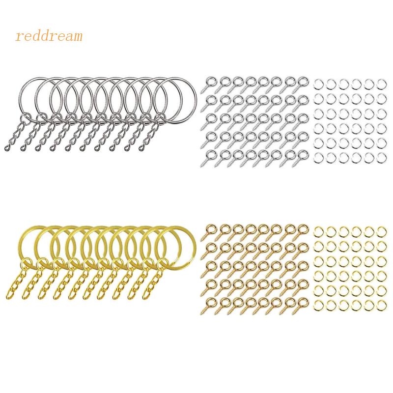 REDD 220 Pieces Round for Key Rings Kit DIY Art Screw Eye Pins Metal ...