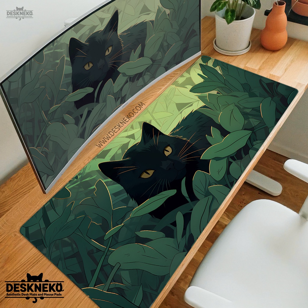 Black Cat Floral Watercolor Mouse Pad Cute Cat Lover Gift Desk Accessories Decor For Women Computer Mousepad School Supplies: Mouse Pads