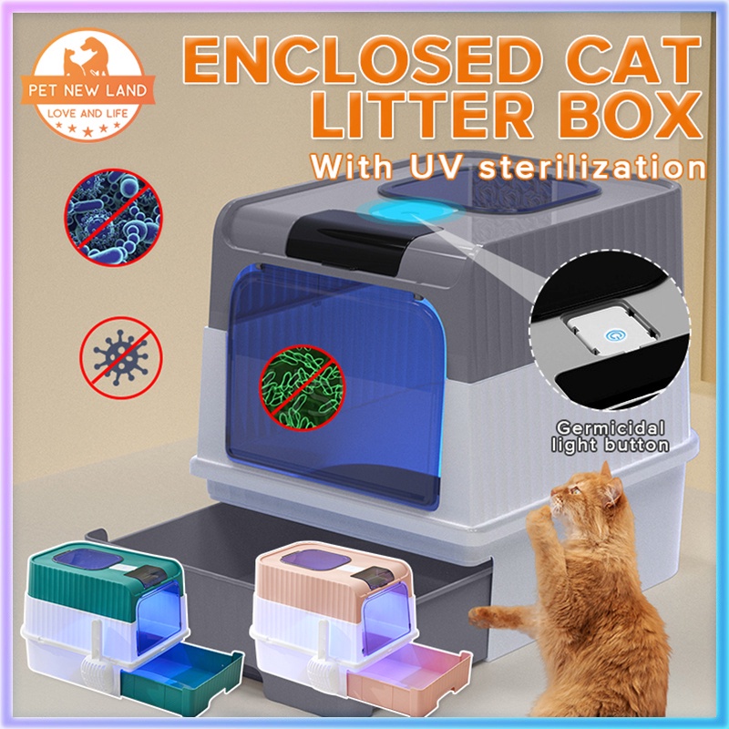Large Enclosed Cat Litter Box With UV Sterilization Cat Toilet Box With