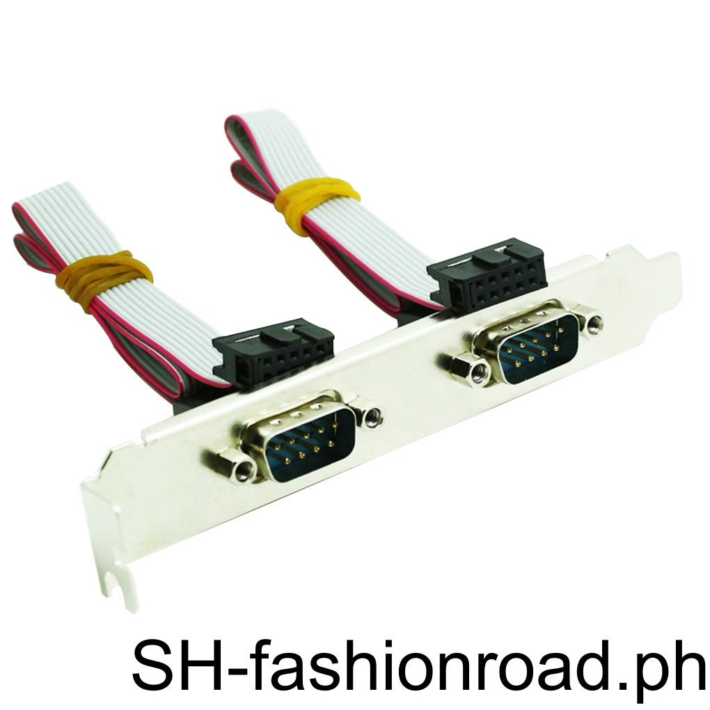 Dual 2 ports Serial 9 pin DB9 Com RS232 Motherboard Bracket Slot Ribbon ...