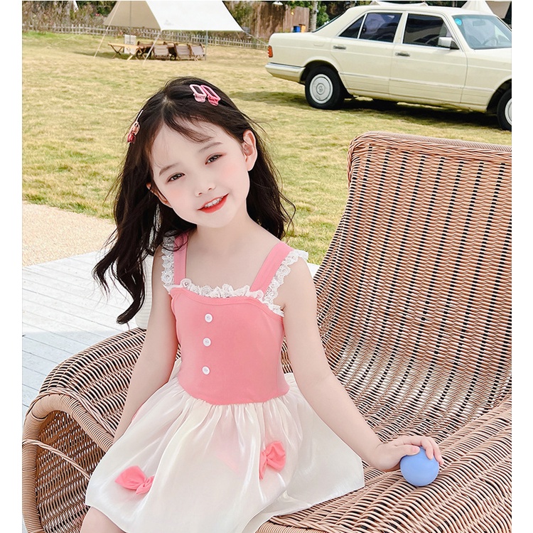 Children's swimming costume onepiece girls summer 2023 new cute puffy