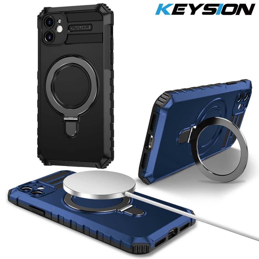 KEYSION Magnetic Case for MagSafe for iPhone 11 11 Pro Max Ring Stand ...