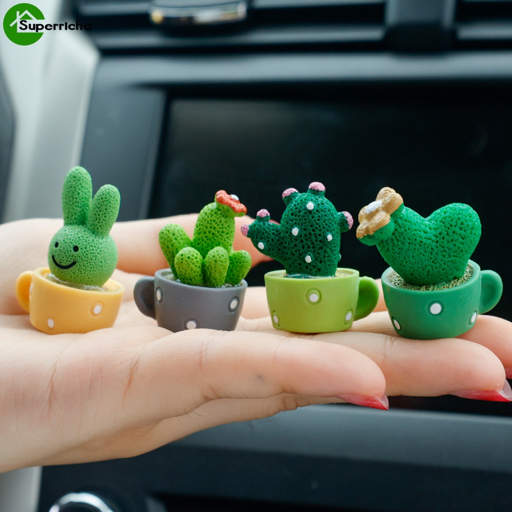 1/4 Pcs Mini Flower Pot Plant Resin Decoration / Car Interior Cute ...