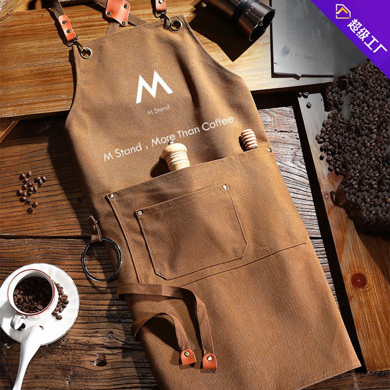 [Ready Stock] Waterproof Oilproof Cotton Canvas Apron Customized logo ...