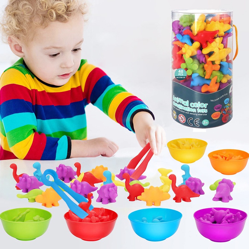 Montessori Kids Dinosaur Color Sorting Toys 02 Children Early