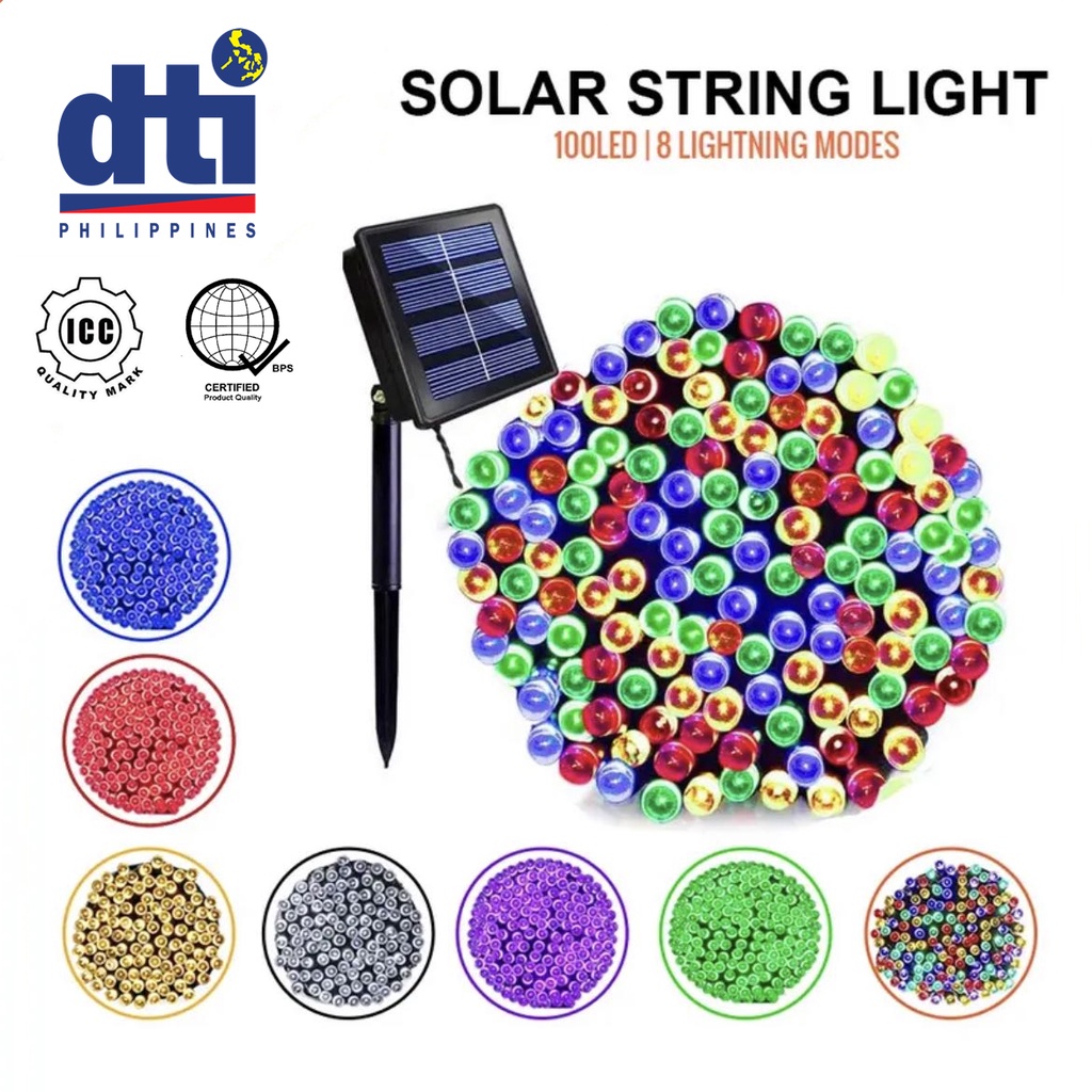10M Solar 100L Led String Fairy Light Party Outdoor Christmas Decorate