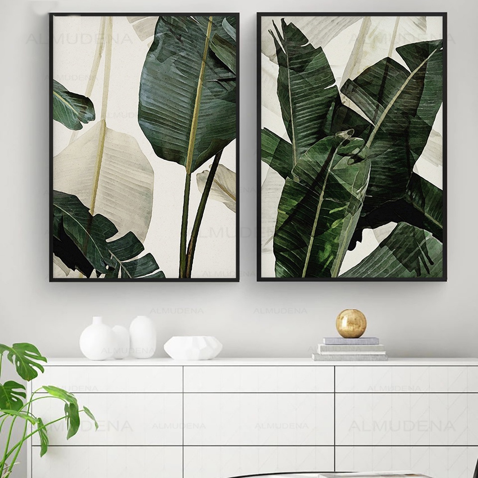 Golden Palm Leaf Plant Canvas Painting Botanical Nordic Wall Art Poster Print Scandinavo Decorazione Picture Artwork Home Decor (70x100cm/27.5x39,4)x3 Frameless