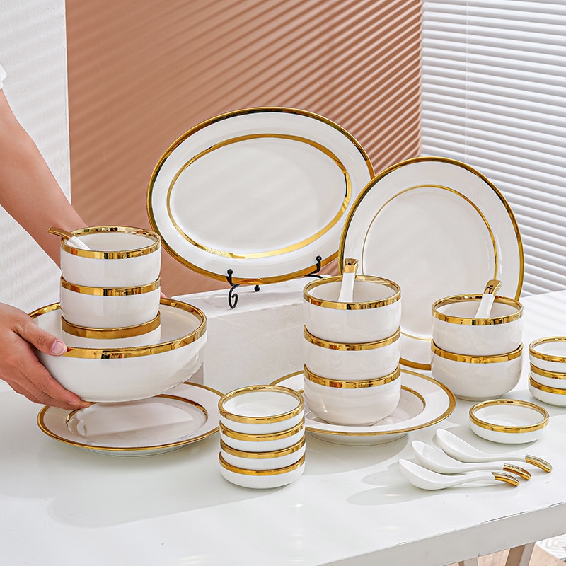 New product Ins Nordic Luxury White Phnom Penh Double Line Tableware ...