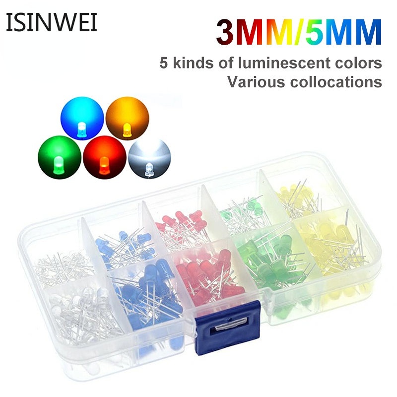 Rgb Mayitr 5 Colors 200pcs 3mm & 5mm Light Assorted Kit White Yellow Red G