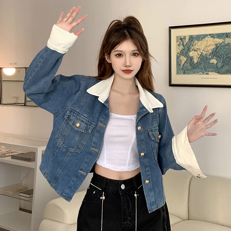 Korean Style Cropped Denim Jacket