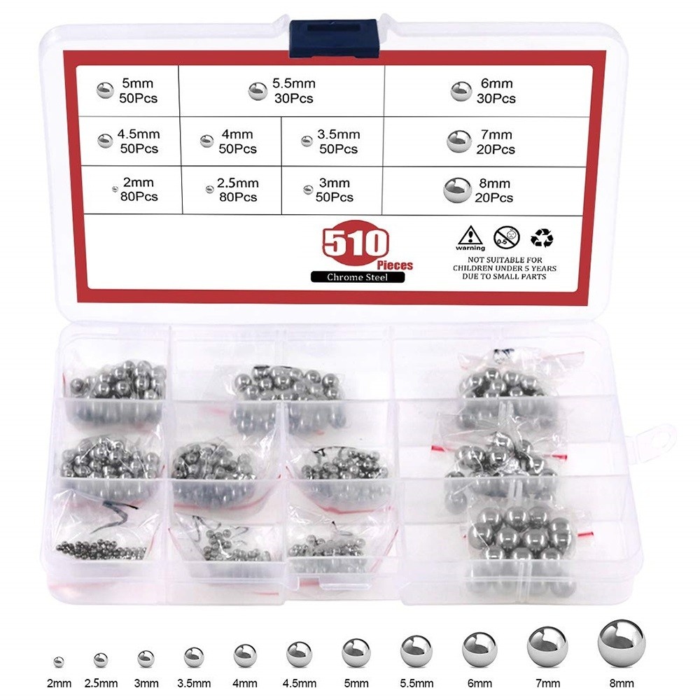 510PCS/SET 2mm8mm Steel Ball Assortment Precision Stainless Steel Ball Shopee Philippines