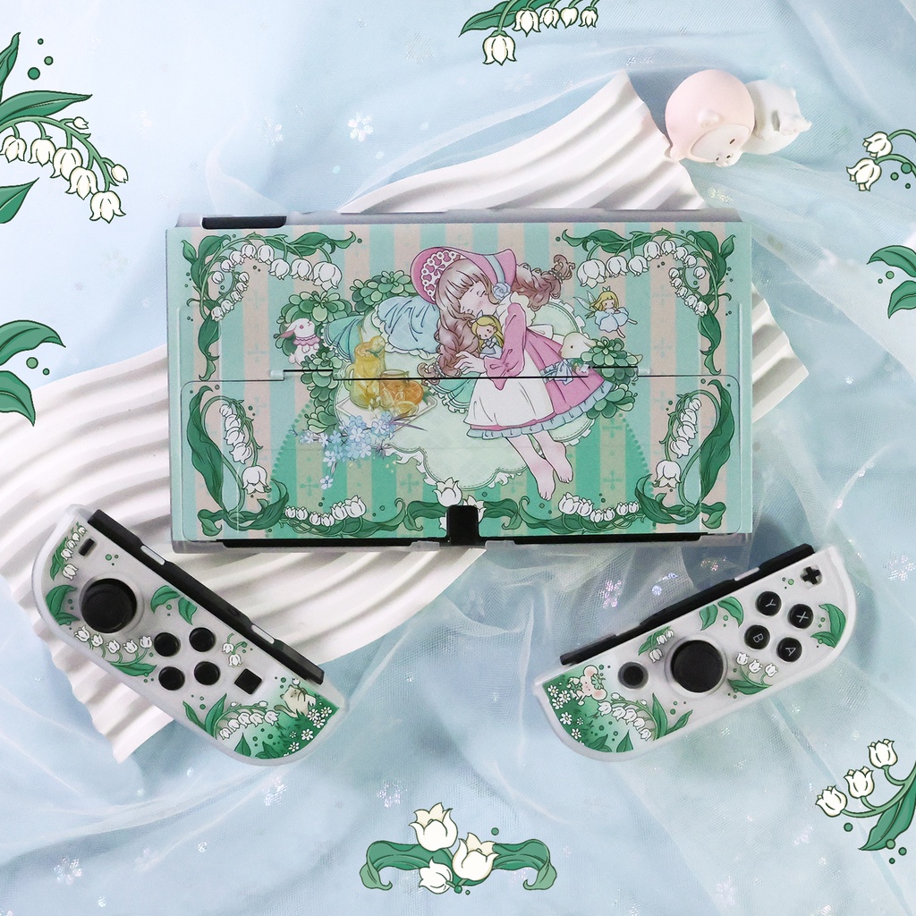 2023 Nintendo Switch OLED Funda Case Green Kawaii Floral Girl ...
