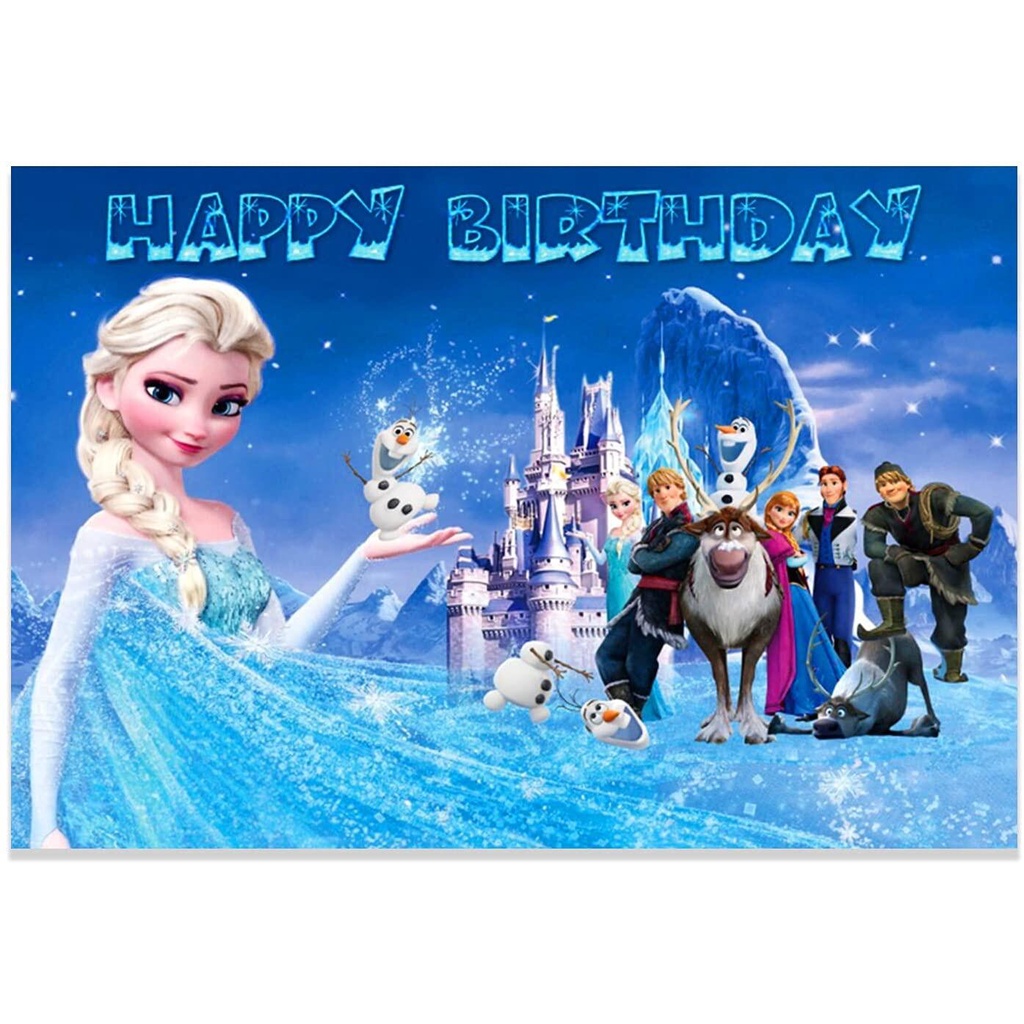 Elsa Girl Backdrop Frozen Party Banner Feet Wall Deco Birthday Party ...