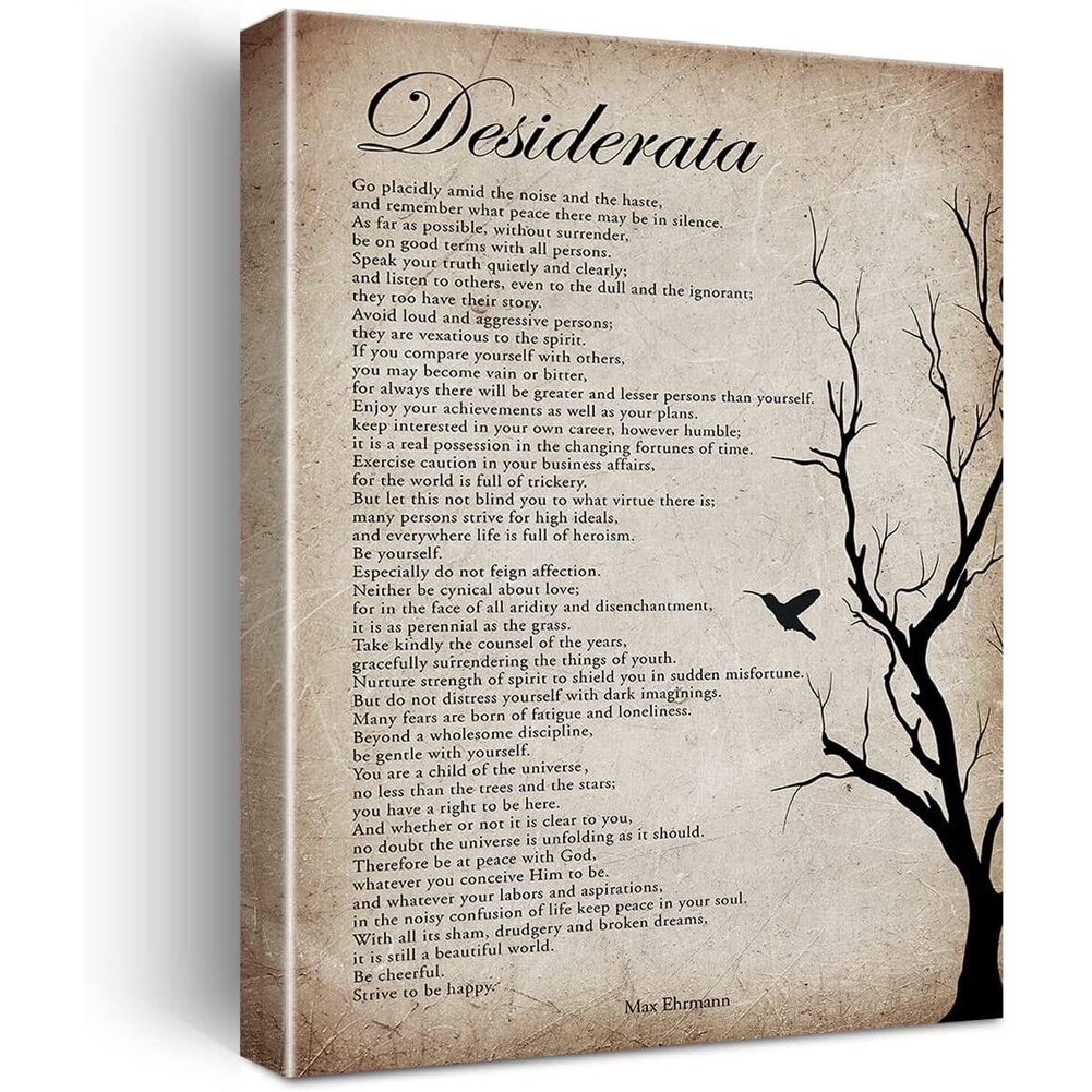 Positive Desiderata Poem Wall Art Canvas Print Vintage Poster Framed ...