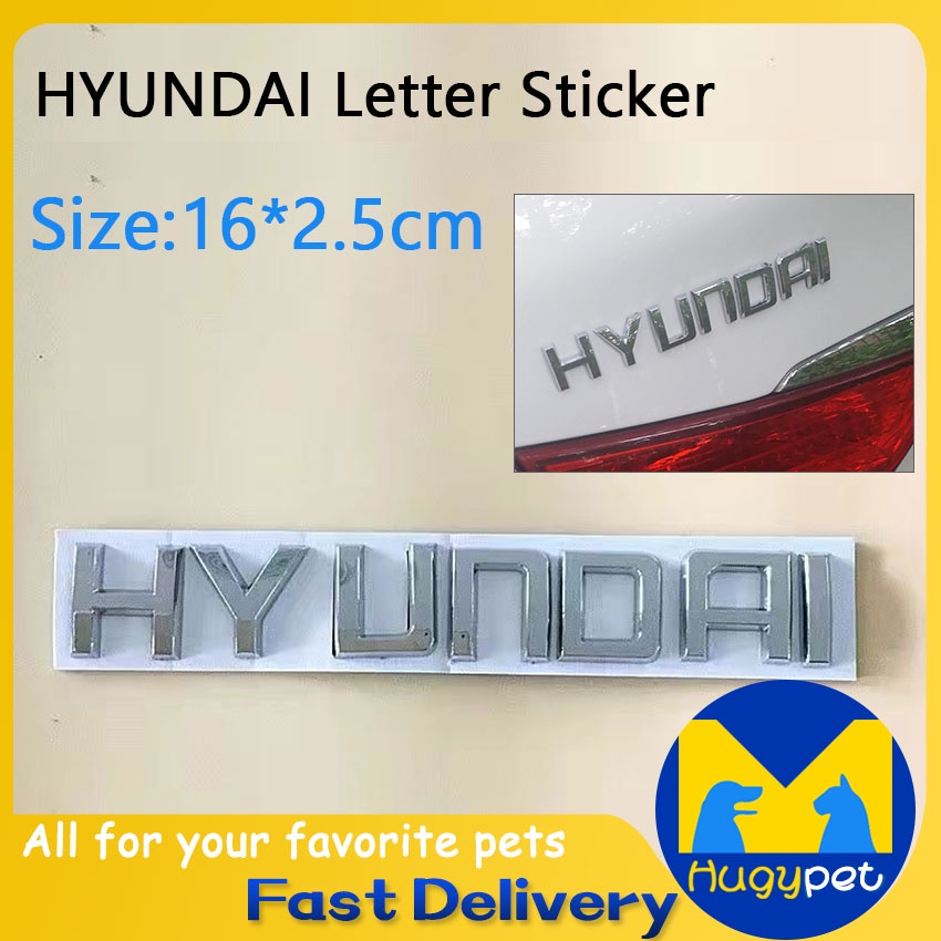 ABS Chrome HYUNDAI Logo Letter Car Auto Side Rear Trunk Emblem Sticker ...