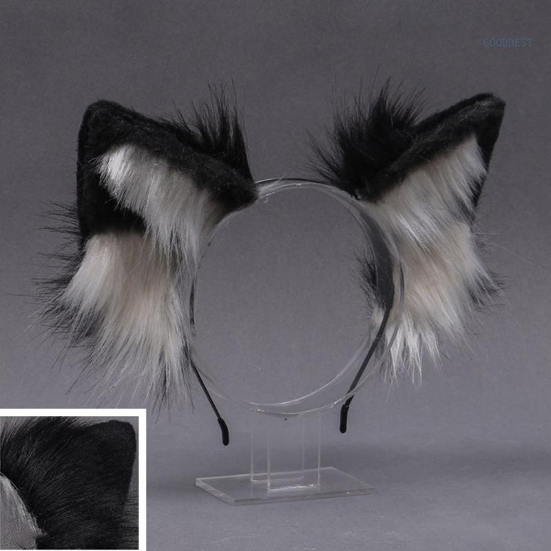 GOO Simulation 3D Furry Wolf Ears Headband Faux Fur Plush Animal ...