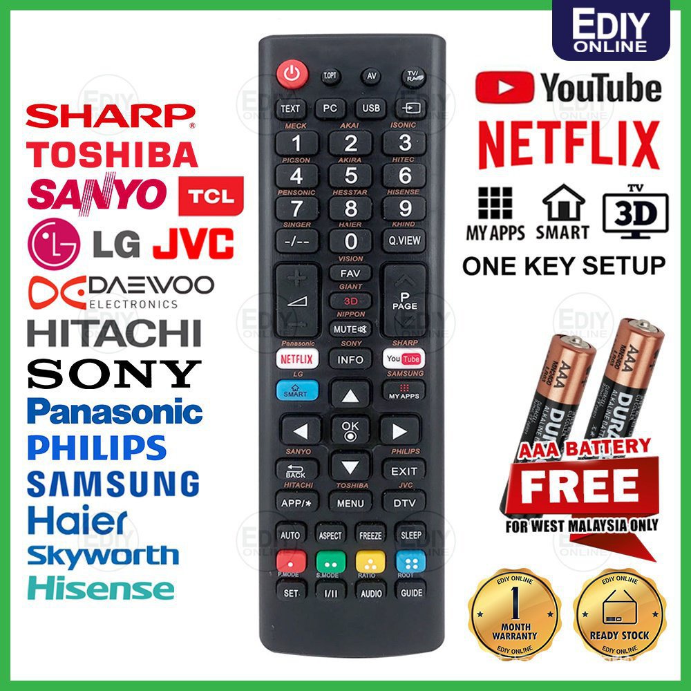 RML1376M L1376M ASIA & MALAYSIA UNIVERSAL ND SMART TV LCD LED NETFLIX YOU REMOTE CONTROL Daewoo