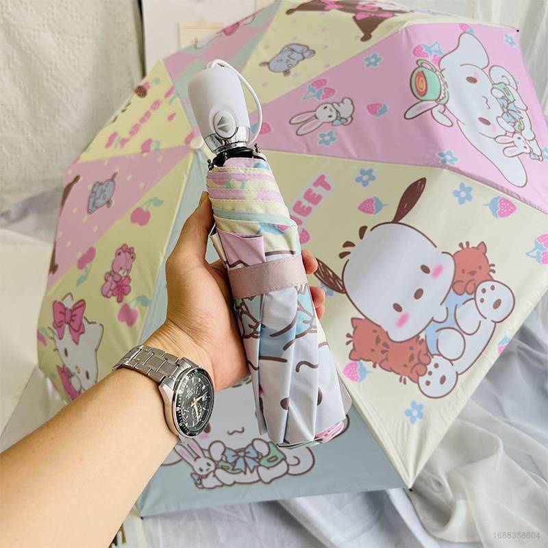 Hobby Sanrio Kuromi Pochacco full automatic 3 fold Umbrella cute ...