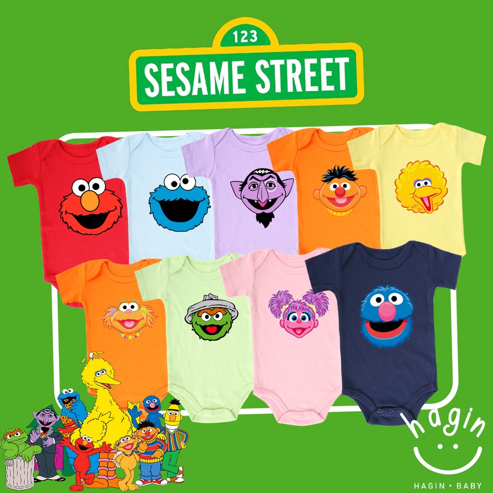 Haginbaby Sesame Street Custom Baby Onesie Newborn Cartoon Short Sleeve 