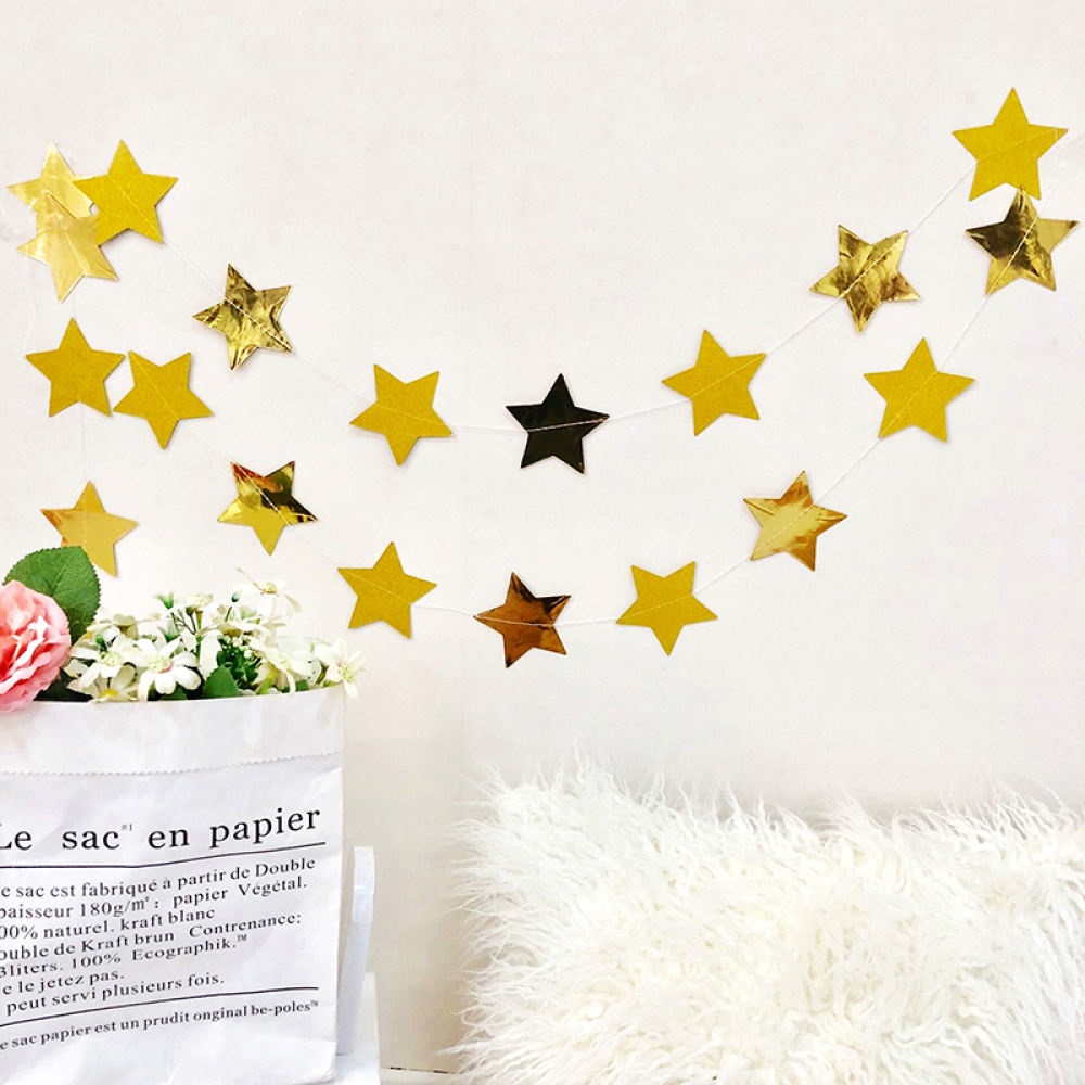 Paper Star Banner Flags Wall Background Design Glitter Star Theme ...