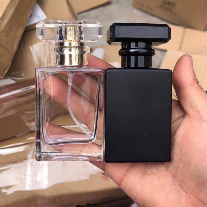 100/50/30ml Transparent Black Refillable Perfume Bottle Portable Square