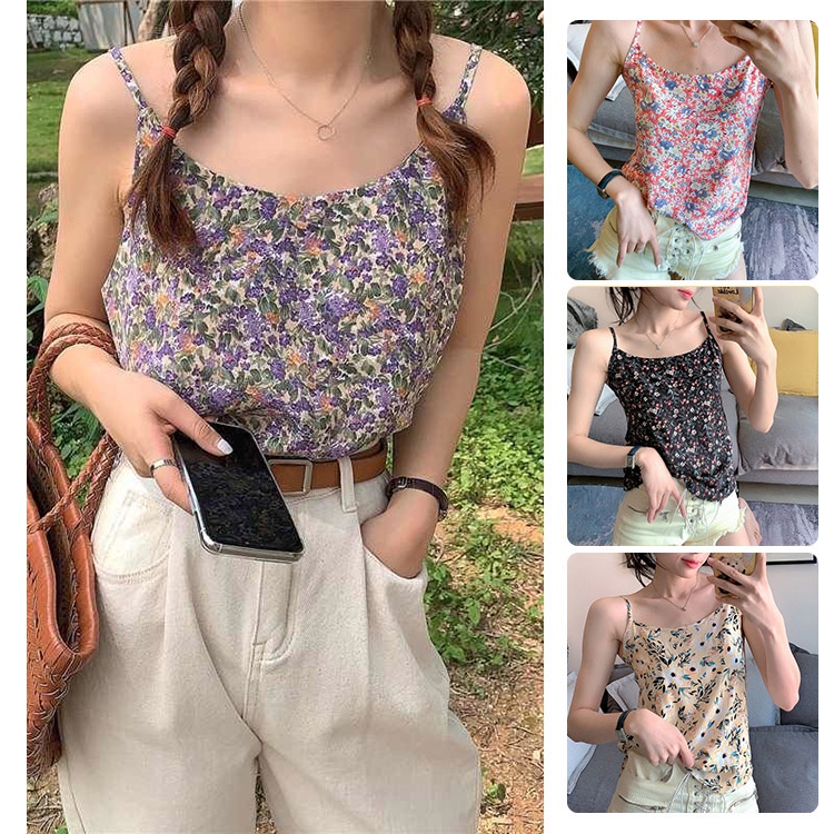 Sexy Strap Sleeveless Top Women's Fine Strap Free Size Printed Fashion ...