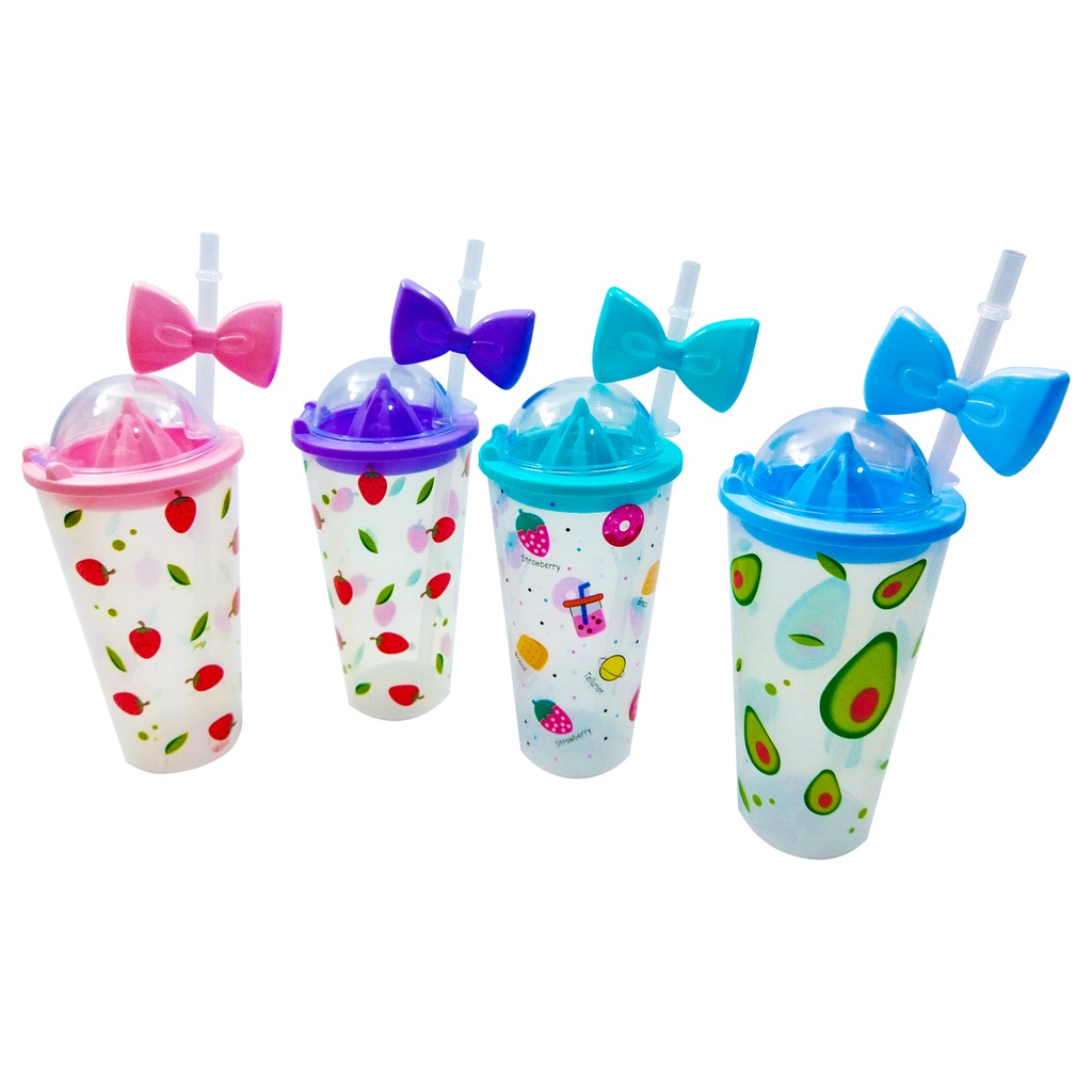 1Tap Kids Plastic Cups with Straw and Dome Lid Cup Water Bottle