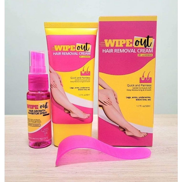 Authentic WIPE OUT Hair Removal Cream WipeOut Hair Growth Inhibitor Spray 20ml Viy Cortez Viviys