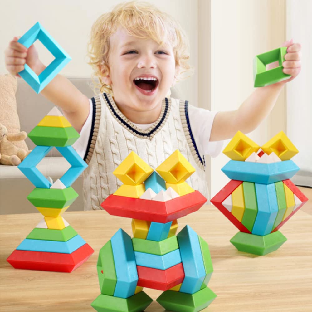 Pyramids Stacking Blocks 30 Pieces, Pyramid Stacking Toy Building ...