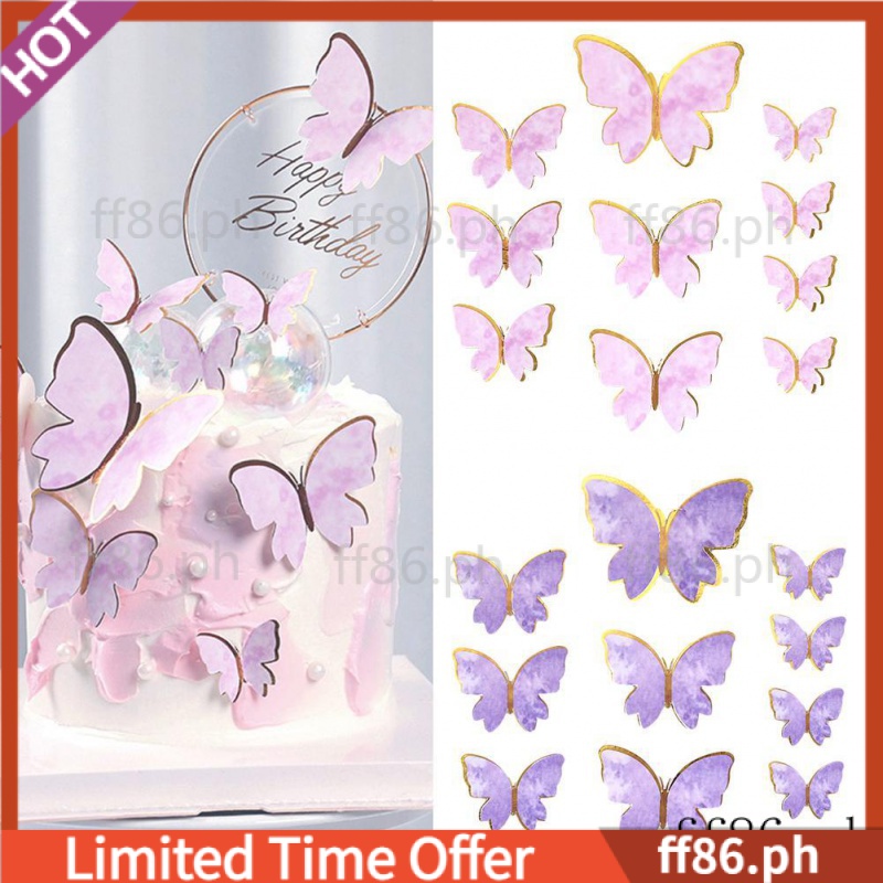 11pcs Set Happy Birthday Cake Toppers Cake Decoration Handmade Painted Butterfly Cake Topper For