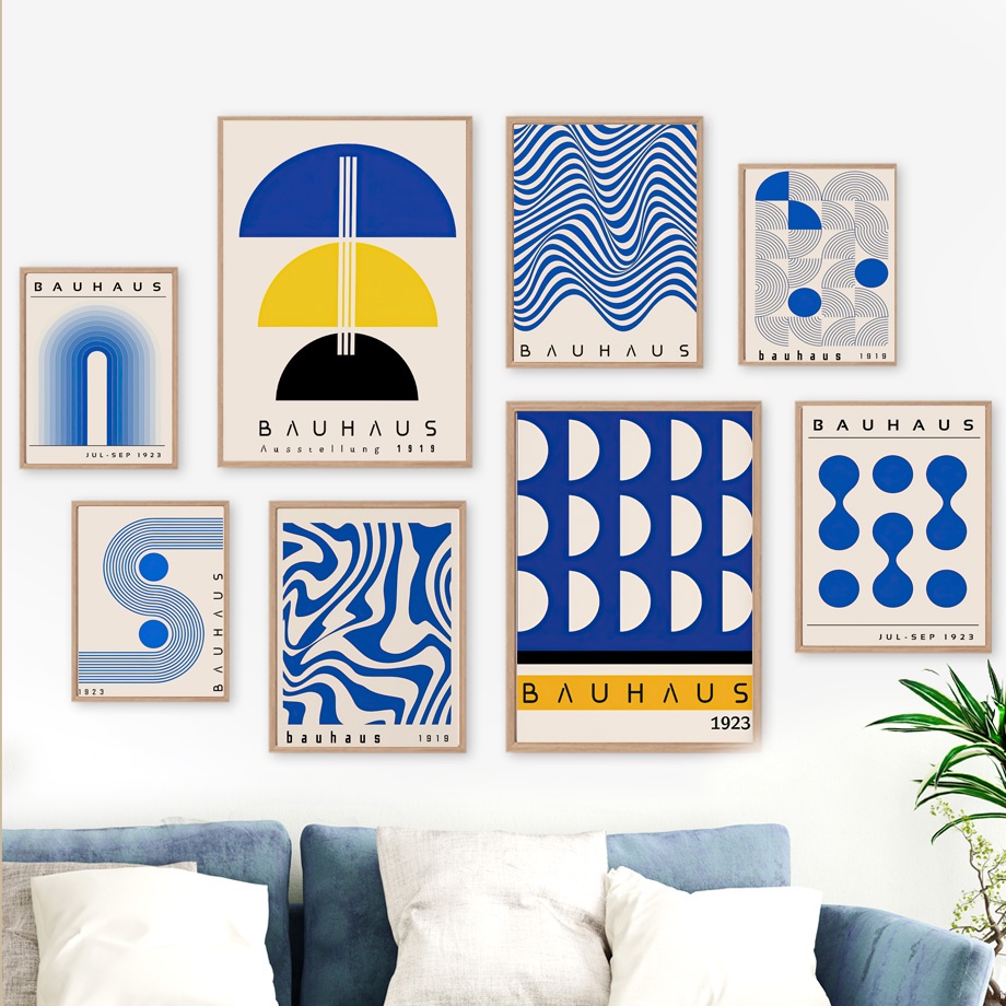 Mid Century Bauhaus Abstract Exhibition Modern Gallery Wall Art Canvas ...