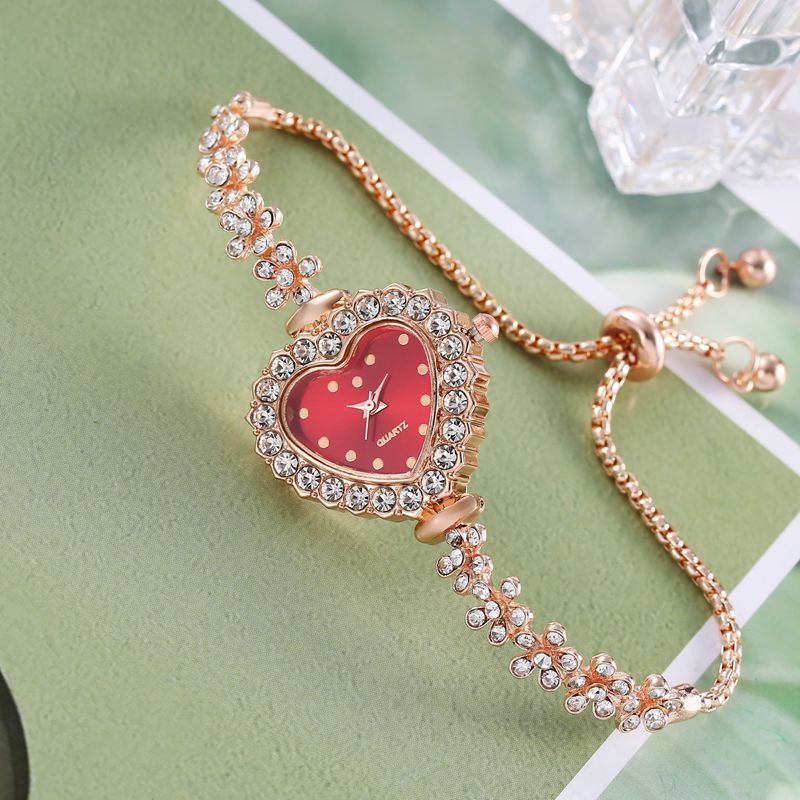 Bracelet Chaîne Rose Rouge Or Rose – Charme Fleur En Alliage, Longueur 21 Cm, Ajustable, Cadeau Romantique - 7
