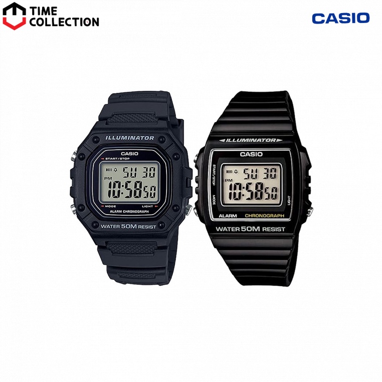 Casio Couple Watch COUPLE-W215-W218H-1A Digital Rubber Strap Watch ...