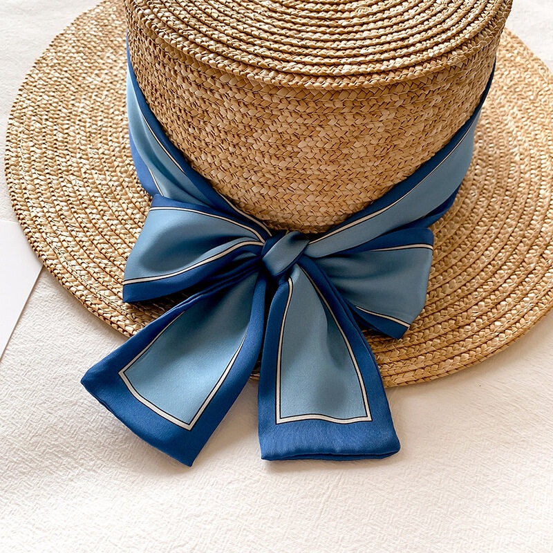 Women Candy Color Thin Narrow Silk Scarf Hair Strap Long Ribbon Tie ...