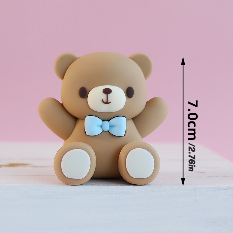 Bear Cake Toppers Set - Teddy Bear Decorations, Ball Toppers, & "Happy Birthday" Sign (Blue Theme) - View #4