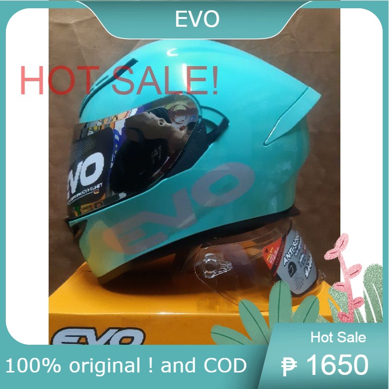 EVO HELMET GSX 3000 v2 Turquoise Blue Full face dual visor Shopee
