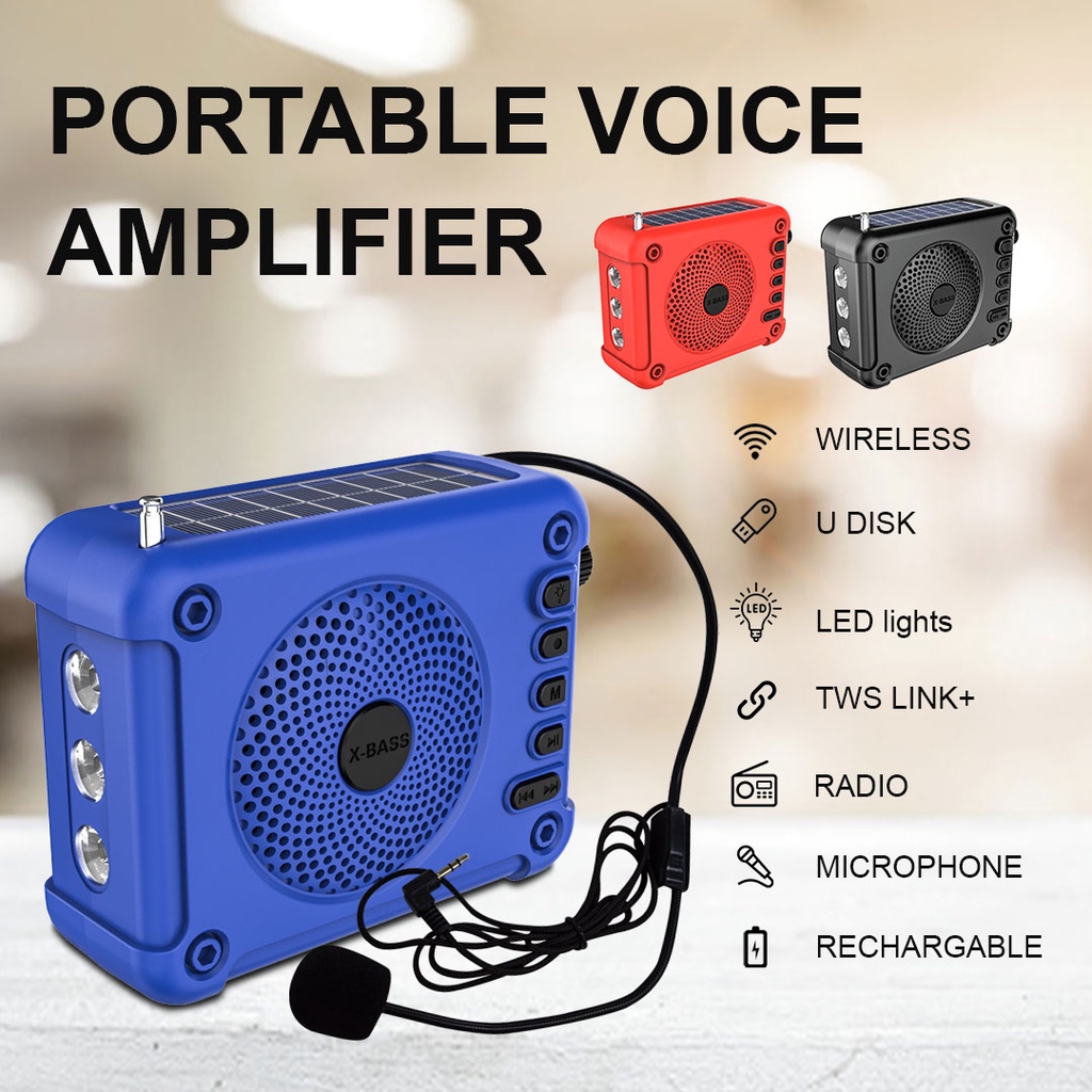 Teaching Loudspeaker Mic Voice Amplifier Speaker with Solar Charger For