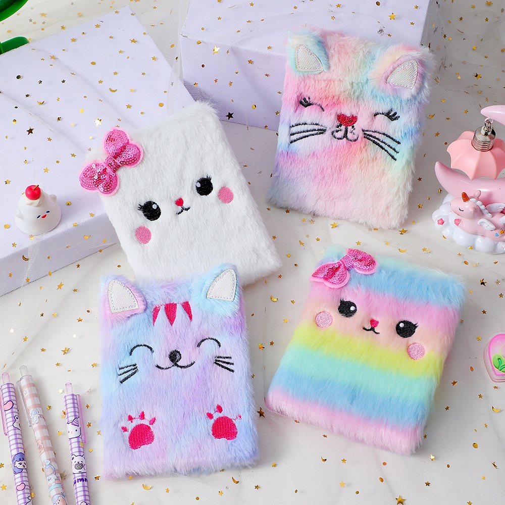 Cartoon Plush Notebook Cute Girl Embroidery Hand Ledger Student Award ...