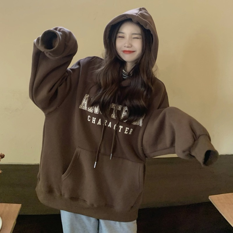 SELLDA M-2XL Women Korean Print Long Sleeves Hoodie Oversized Coat ...