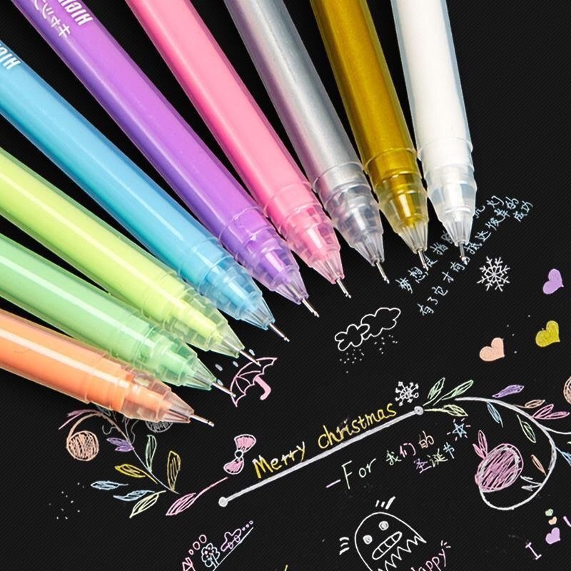 12 Colors/Set Painting Highlighter Pen Cute Glitter Color Writing Tool ...