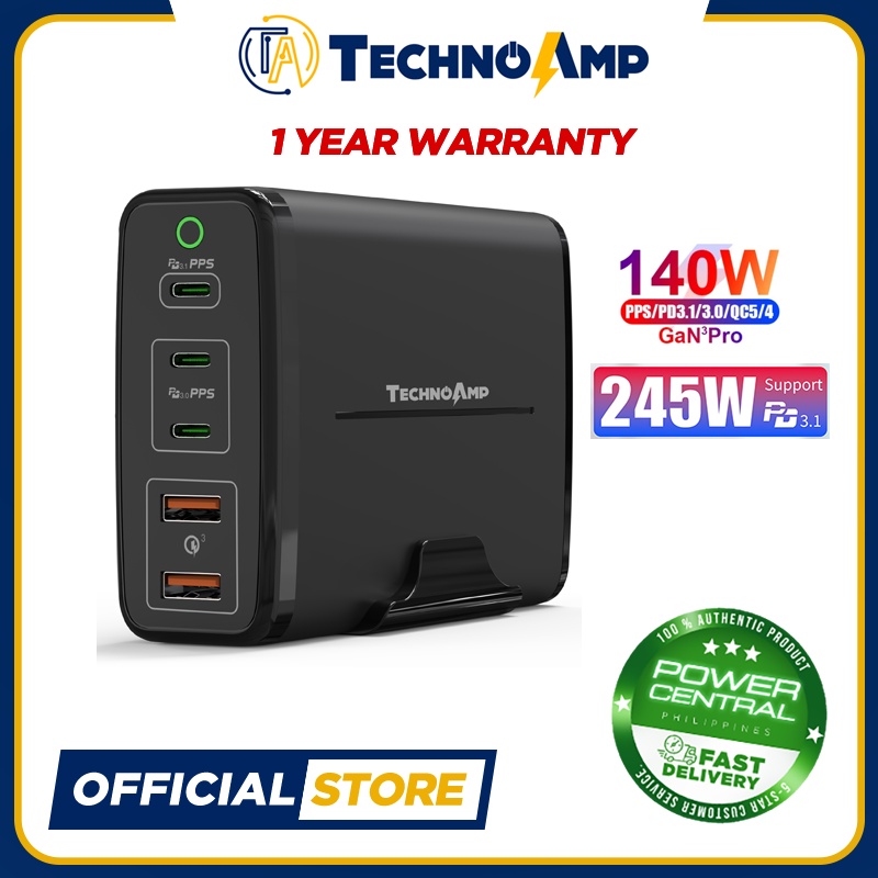 Technoamp GaN 245W 140W USB Type CPD 3.1 5 ports QC3.0 wall charger ...