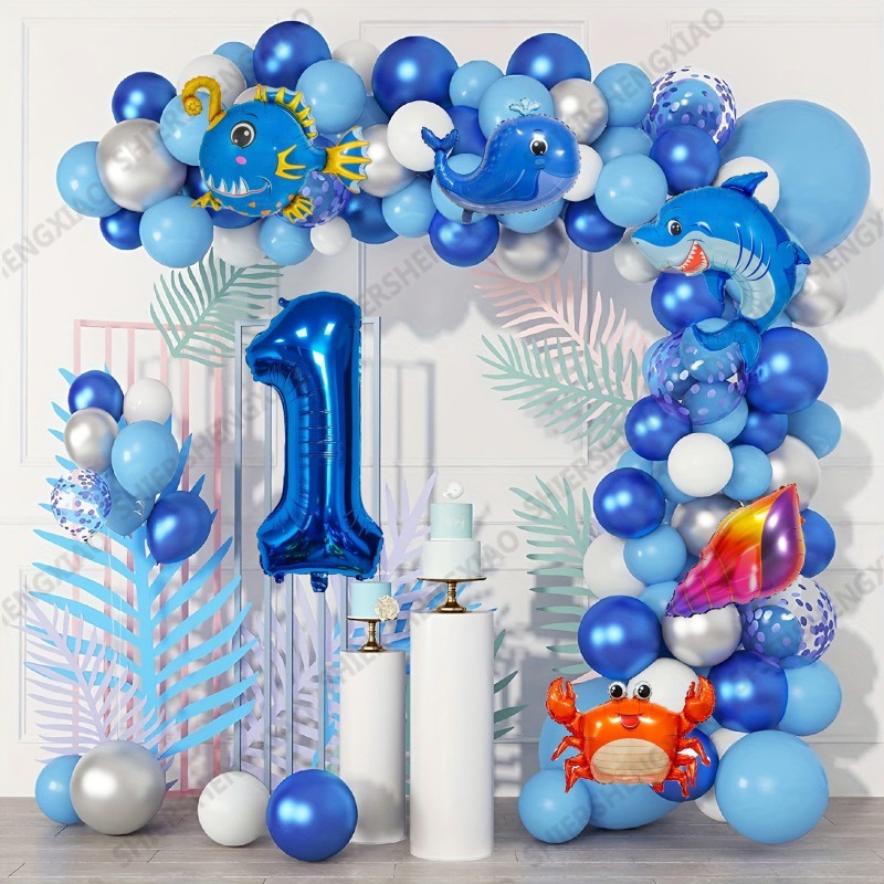 85pcs Ocean animal theme birthday balloon party set latex balloon with ...