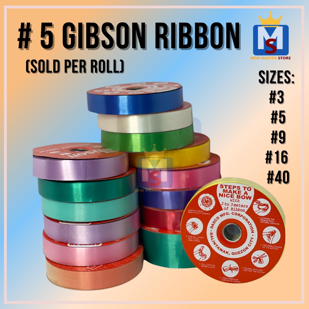 #5 Gibson Plastic Ribbon / Satin Ribbon / Reversible Ribbon (Sold per ...