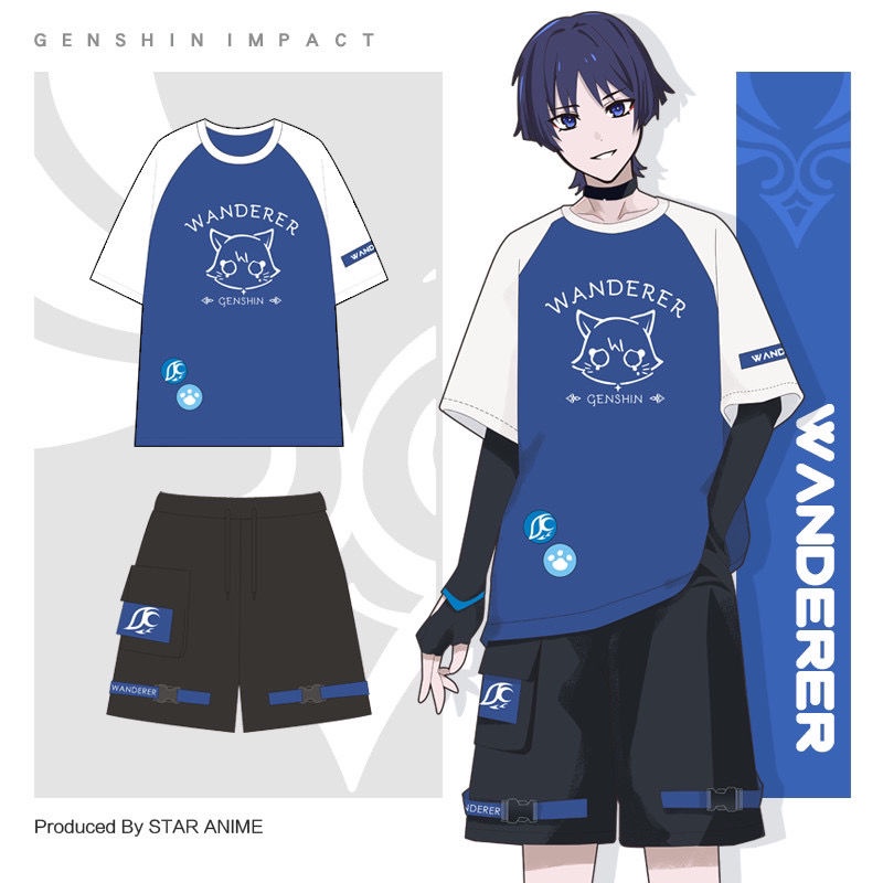 Genshin Impact Wanderer Scaramouche Cosplay Costume Set Genshin ...