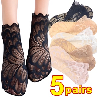 5 Pairs Ballerina Socks Women Footlets Lace Lace Socks Boat Socks