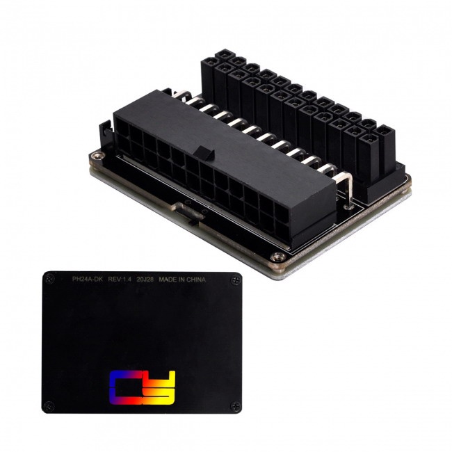 Cablecy ATX 24Pin Female to 24pin Male 90 Degree Power Adapter Mainboard Motherboard With RGB