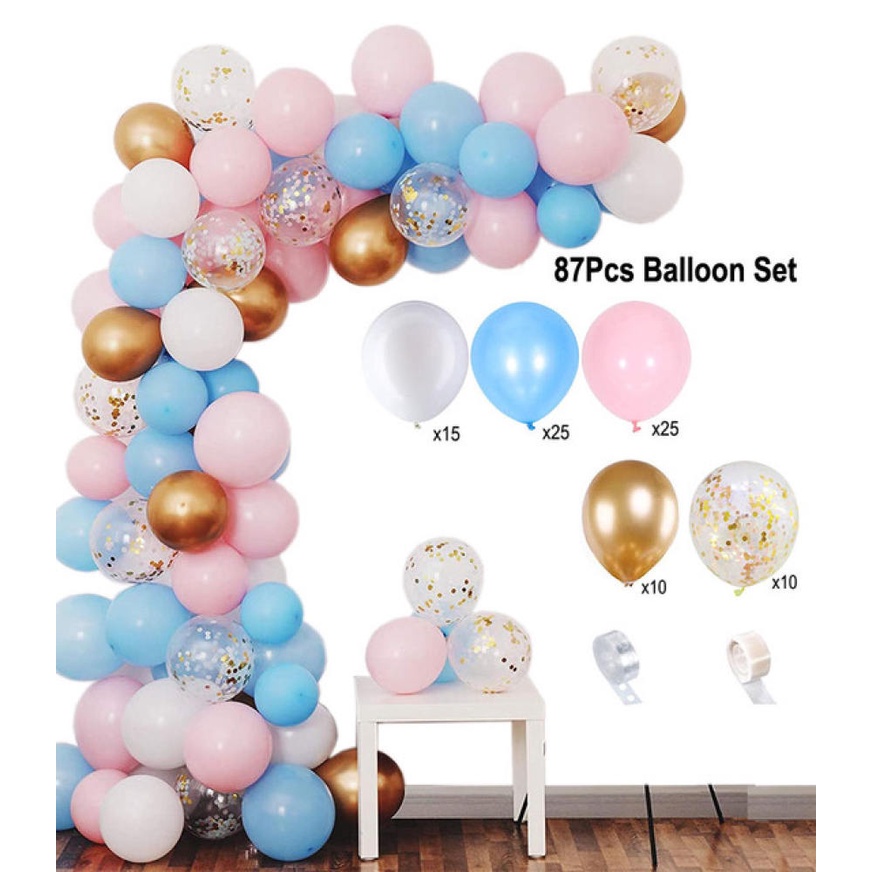 35pcs Balloons Set Baby Shower Blue Pink Theme Gender Reveal Party ...