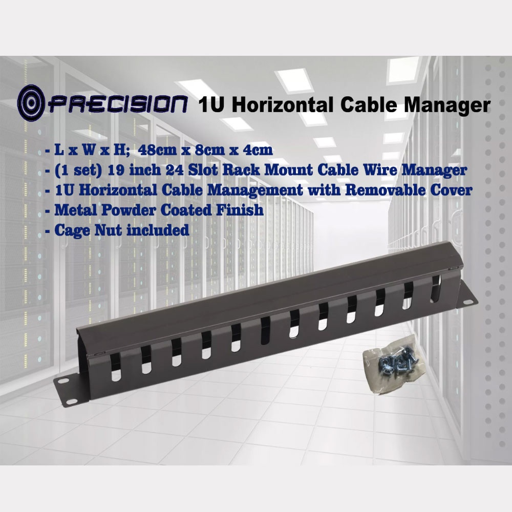 CL Precision 1U Cable Manager 24 ports Horizontal Cable Manager For