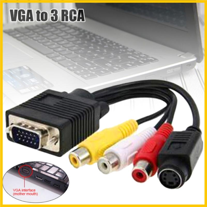 ACE VGA to 3 RCA + S Cable VGA TvOut to AV Cable VGA Component for