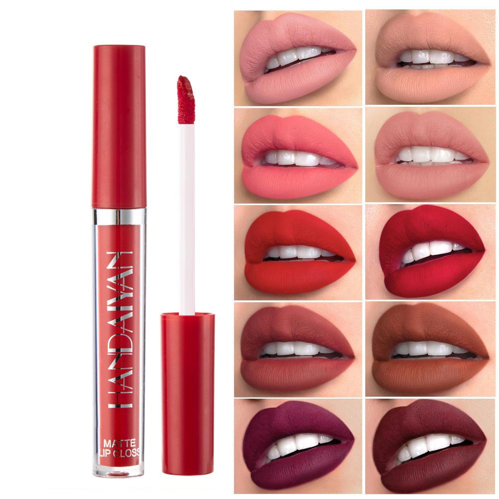 12 Colors Handaiyan Lipstick Liquid Matte Velvet Lip Stick Gloss Makeup Nude Lipglosses 7891